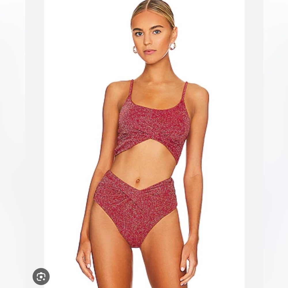 NWT BEACH RIOT Bikini bottom in Jolly Red Shine, size Small